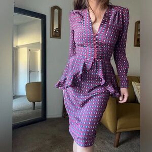 Vintage Alacarte Multicolor Peplum Dress Sz S
